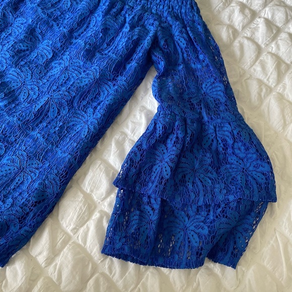 Lilly Pulitzer Blue Palm Lace Off-Shoulder Blouse - Picture 8 of 8